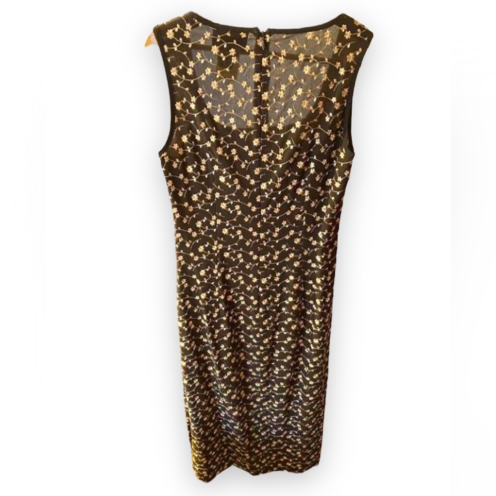 Dolce & Gabbana Brown & White 90s dizzy floral embroidered pencil Midi dress - Picture 2 of 11